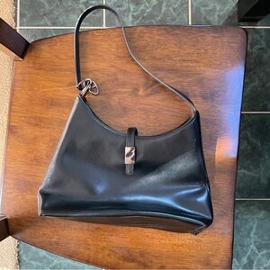 Guess Mini Top Zip Black Leather Shoulder Bag Magnetic Clip On